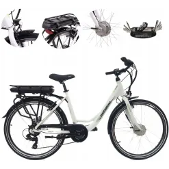 Elektryczny Rower Miejski 26 Revo Wspomaganie V-Brake Alu Bagażnik Światła
