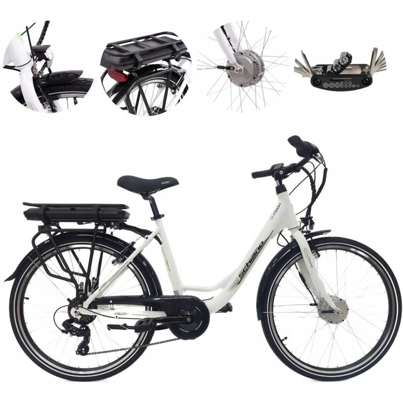 Elektryczny Rower Miejski 26 Revo Wspomaganie V-Brake Alu Bagażnik Światła