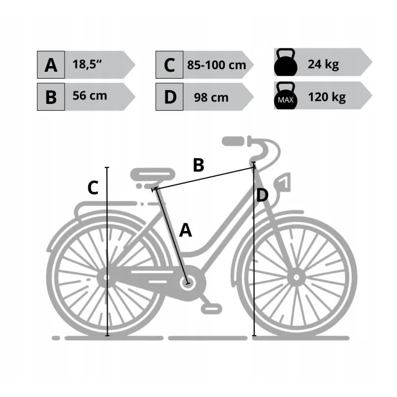 Elektryczny Rower Miejski 26 Revo Wspomaganie V-Brake Alu Bagażnik Światła
