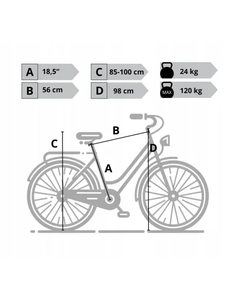 Elektryczny Rower Miejski 26 Revo Wspomaganie V-Brake Alu Bagażnik Światła