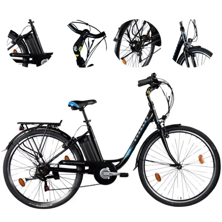 Rower Elektryczny Miejski Damski 28" Stal V-brake Revo Światła Dzwonek