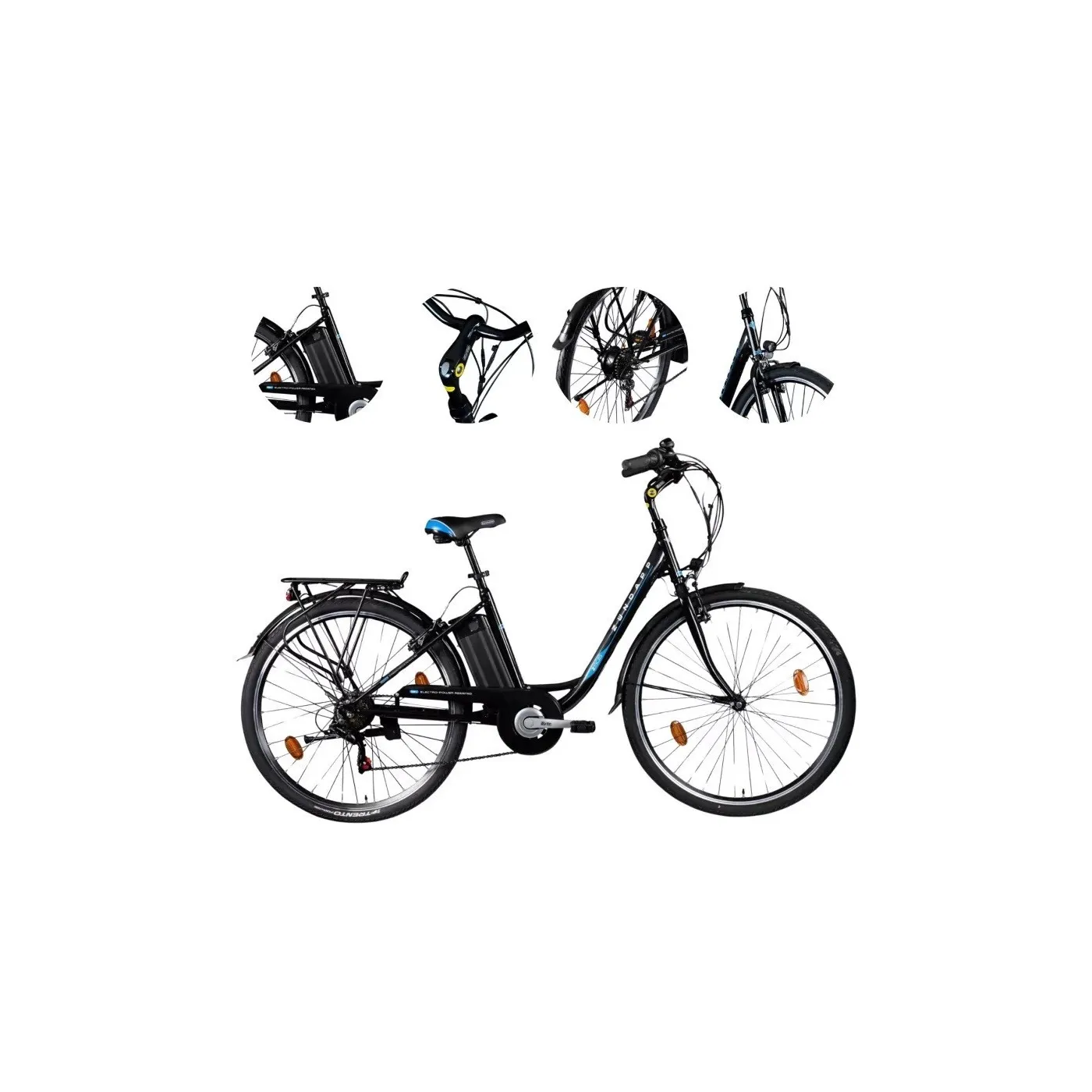 Rower Elektryczny Miejski Damski 28" Stal V-brake Revo Światła Dzwonek