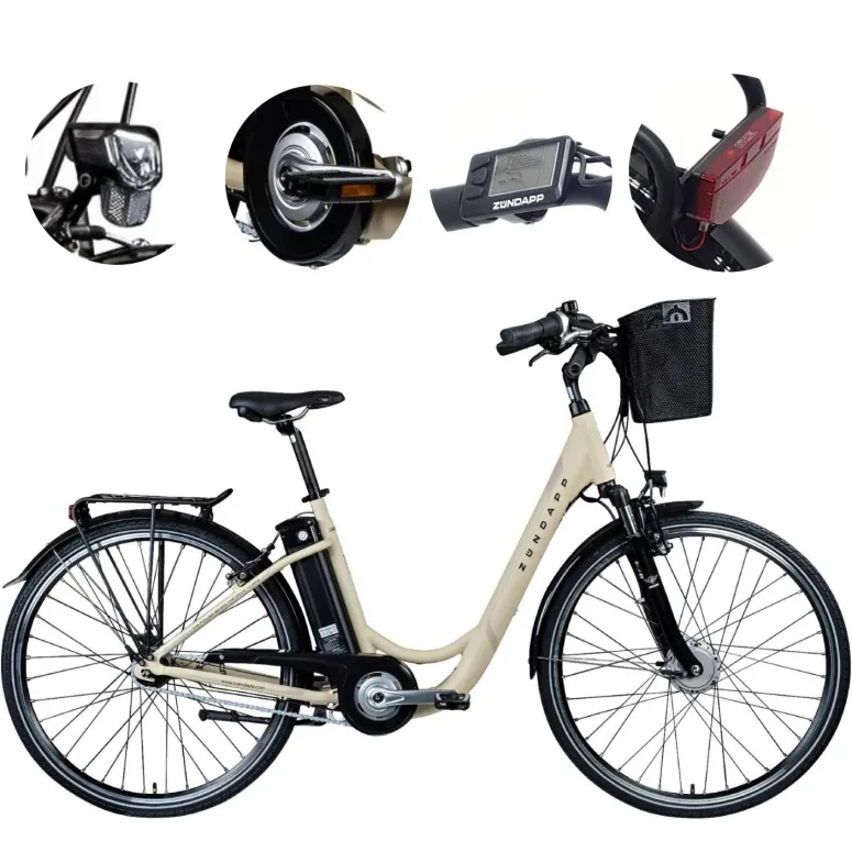 Rower Elektryczny Damski 28" Alu V-brake Nexus Dzwonek Światła Koszyk