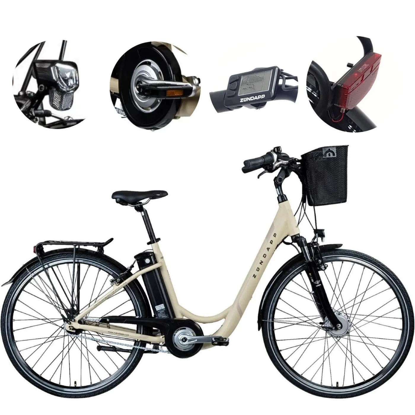 Rower Elektryczny Damski 28" Alu V-brake Nexus Dzwonek Światła Koszyk