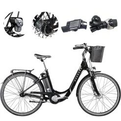 Rower Elektryczny Damski 28" Alu V-brake Nexus Dzwonek Światła Koszyk