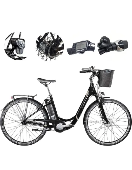 Rower Elektryczny Damski 28" Alu V-brake Nexus Dzwonek Światła Koszyk