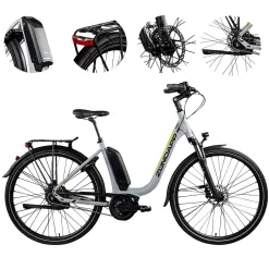 Rower Elektryczny Miejski Damski 28" Bosch 250W Hydraulika 25km/h Bagażnik