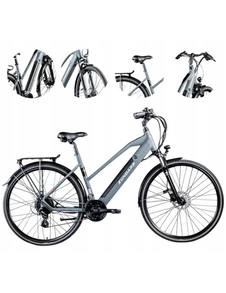 Trekkingowy Rower Elektryczny 28 Hydraulika Alu Wspomaganie Światła Stopka