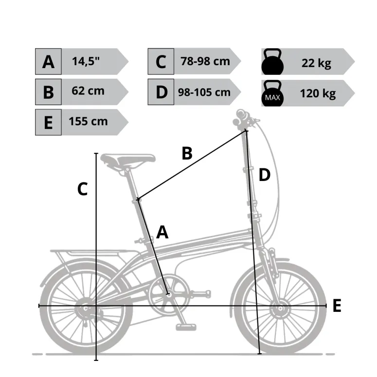 Rower Elektryczny Składany 20" Alu 9,6Ah 90km 250W Revo Bagażnik Światła