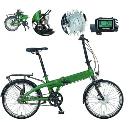 Rower Elektryczny Składany 20" Alu V-brake 7-biegów Składak Światła 25km/h