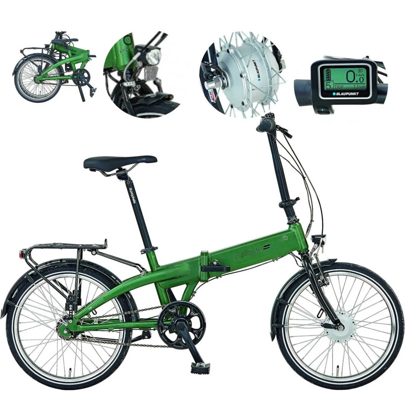 Rower Elektryczny Składany 20" Alu V-brake 7-biegów Składak Światła 25km/h