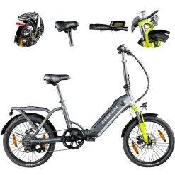 Elektryczny Rower Składany 20 ALU Męski Damski Miejski Bagaż Składak Tarcze