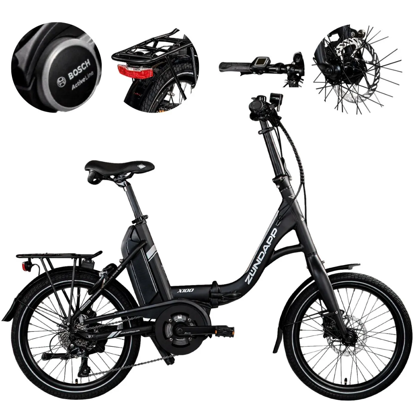 Składany Rower Elektryczny Uniwersalny 20" Bosch Nexus Tarcze Oświetlenie