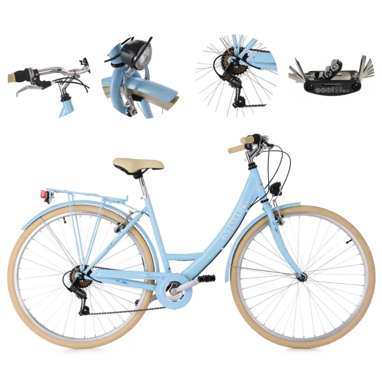 Damski Rower Miejski Koła 28 Dziewczęcy Bagaż Oświetlenie Stopka Błotniki