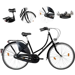 Rower Miejski Damski 28 Retro Damka Nexus 3 Błotniki Bagażnik Oświetlenie