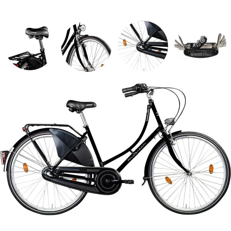 Rower Miejski Damski 28 Retro Damka Nexus 3 Błotniki Bagażnik Oświetlenie