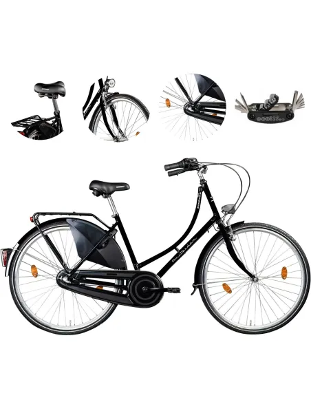 Rower Miejski Damski 28 Retro Damka Nexus 3 Błotniki Bagażnik Oświetlenie