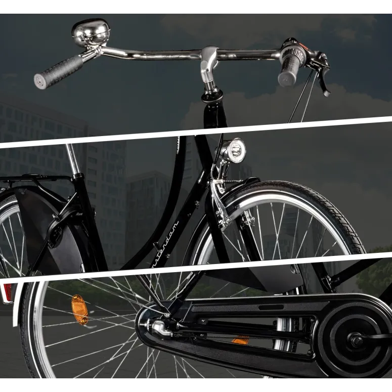 Rower Miejski Damski 28 Retro Damka Nexus 3 Błotniki Bagażnik Oświetlenie