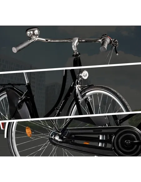 Rower Miejski Damski 28 Retro Damka Nexus 3 Błotniki Bagażnik Oświetlenie