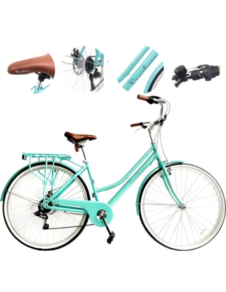 Rower Miejski 28" Uniseks Stal Tarczowy 7 biegów Bagażnik Światła Stopka