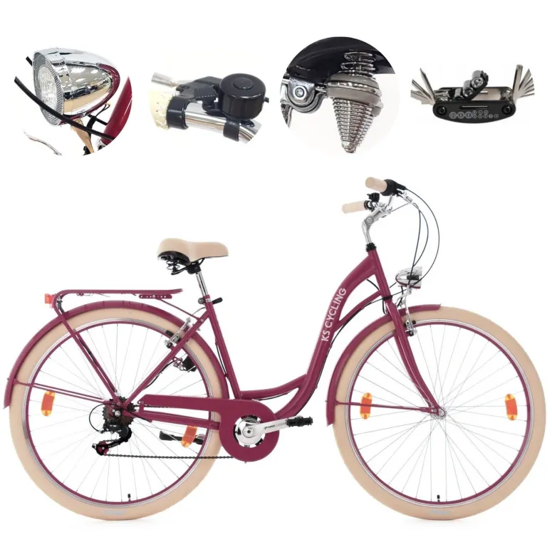 Rower Miejski Damski 28" Stal V-brake Tourney Revo Światła Dynamo Dzwonek