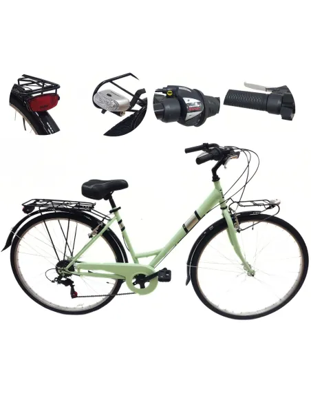 Rower Miejski Damski 28" Stal V-brake 6-biegów Revo Światła Dzwonek Stopka