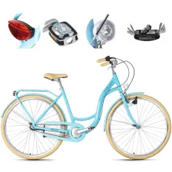 Rower Miejski Damski 28" Alu V-brake Nexus Bagażnik Dzwonek Stopka Błękitny