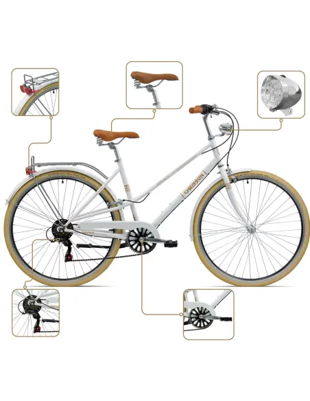 Rower Damski Miejski Koła 28" SHIMANO Błotniki Bagażnik Oświetlenie Stopka