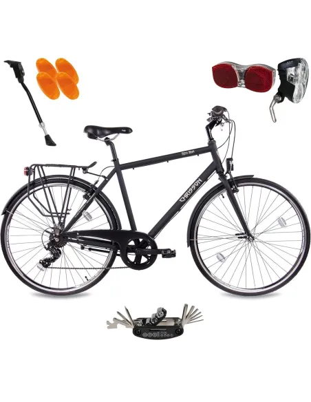 Rower Męski Miejski Koła 28" SHIMANO Lekki Bagażnik Błotniki Światła