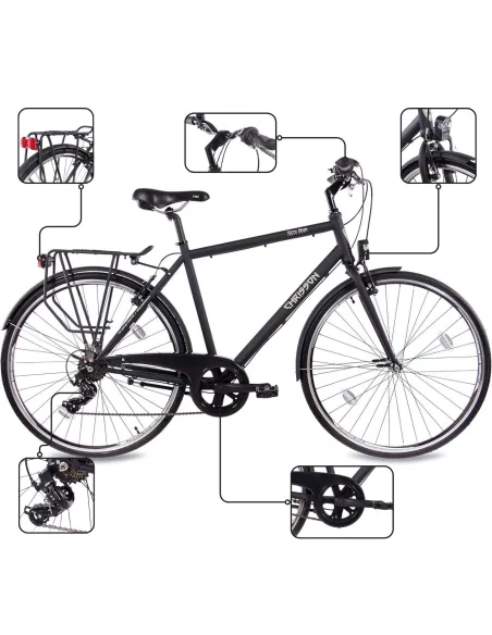 Rower Męski Miejski Koła 28" SHIMANO Lekki Bagażnik Błotniki Światła