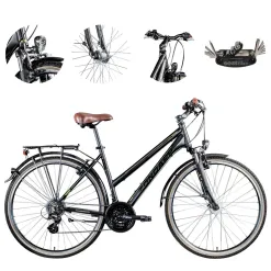 Rower Trekkingowy Damski 28 ALU Turystyczny Światła Bagażnik Stopka Dzwonek