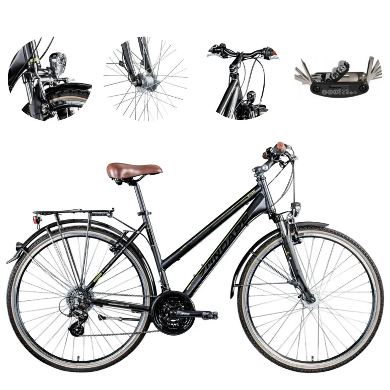 Rower Trekkingowy Damski 28 ALU Turystyczny Światła Bagażnik Stopka Dzwonek