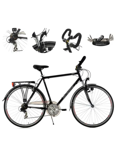 Męski Rower Trekkingowy 28 Shimano Amortyzator Światła Błotniki Stal Stopka