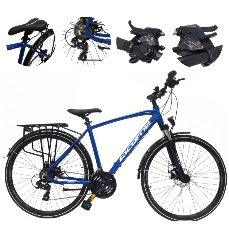 Rower Męski Trekkingowy 28 Alu Cyngle Tarcze Bagażnik Dzwonek Oświetlenie