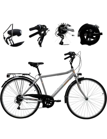 Rower Trekkingowy Męski 28" Stal Błotniki 6-biegów Oświetlenie Dzwonek