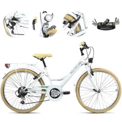 Dziewczęcy Rower Miejski 24 Bagażnik Oświetlenie Stalowy Błotniki Dzwonek