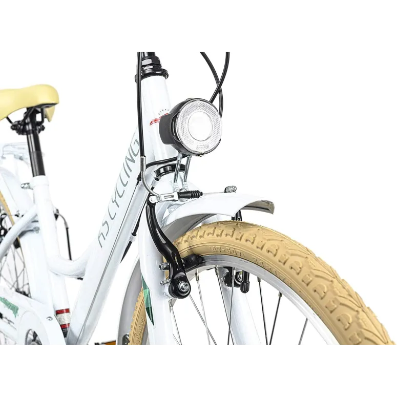 Dziewczęcy Rower Miejski 24 Bagażnik Oświetlenie Stalowy Błotniki Dzwonek