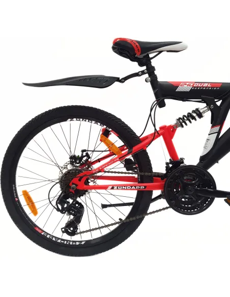 Rower Górski 24 Dziecięcy MTB Pełna Amortyzacja Oświetlenie Tarcze Dynamo