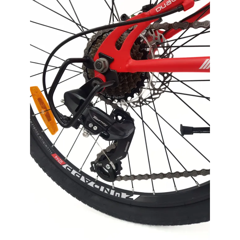 Rower Górski 24 Dziecięcy MTB Pełna Amortyzacja Oświetlenie Tarcze Dynamo