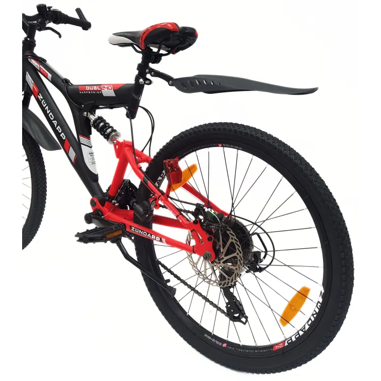 Rower Górski 24 Dziecięcy MTB Pełna Amortyzacja Oświetlenie Tarcze Dynamo