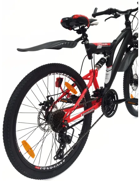 Rower Górski 24 Dziecięcy MTB Pełna Amortyzacja Oświetlenie Tarcze Dynamo