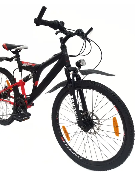 Rower Górski 24 Dziecięcy MTB Pełna Amortyzacja Oświetlenie Tarcze Dynamo