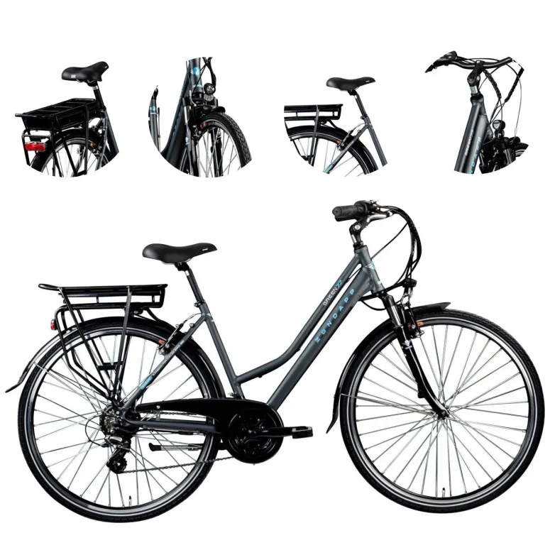 Elektryczny Rower Trekkingowy 28 Aluminiowy Wspomaganie 250W 3 Tryby Damski
