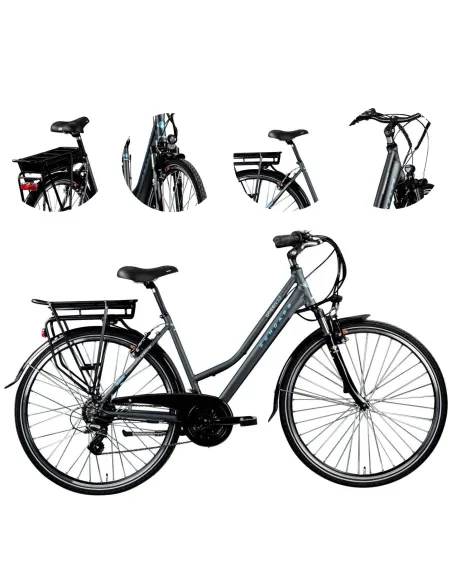 Elektryczny Rower Trekkingowy 28 Aluminiowy Wspomaganie 250W 3 Tryby Damski