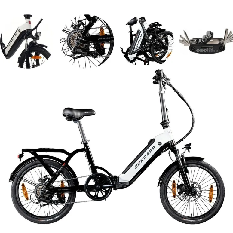 Elektryczny Rower Składany 20 ALU Tarcze Revo Światła Bagażnik Wspomaganie