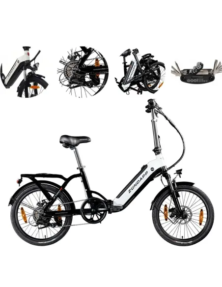 Elektryczny Rower Składany 20 ALU Tarcze Revo Światła Bagażnik Wspomaganie