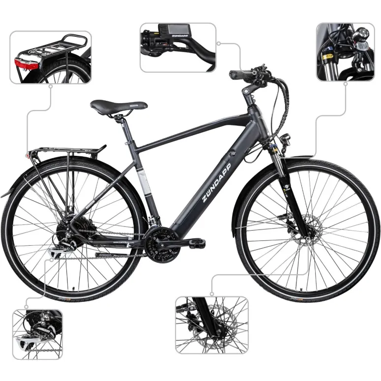 Elektryczny Rower Trekking Męski 28 Hydraulika ALU Wspomaganie 5 Trybów LCD