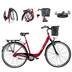 Damski Rower Miejski 28 Nexus 7 Kontra Koszyk Bagażnik Oświetlenie Błotniki