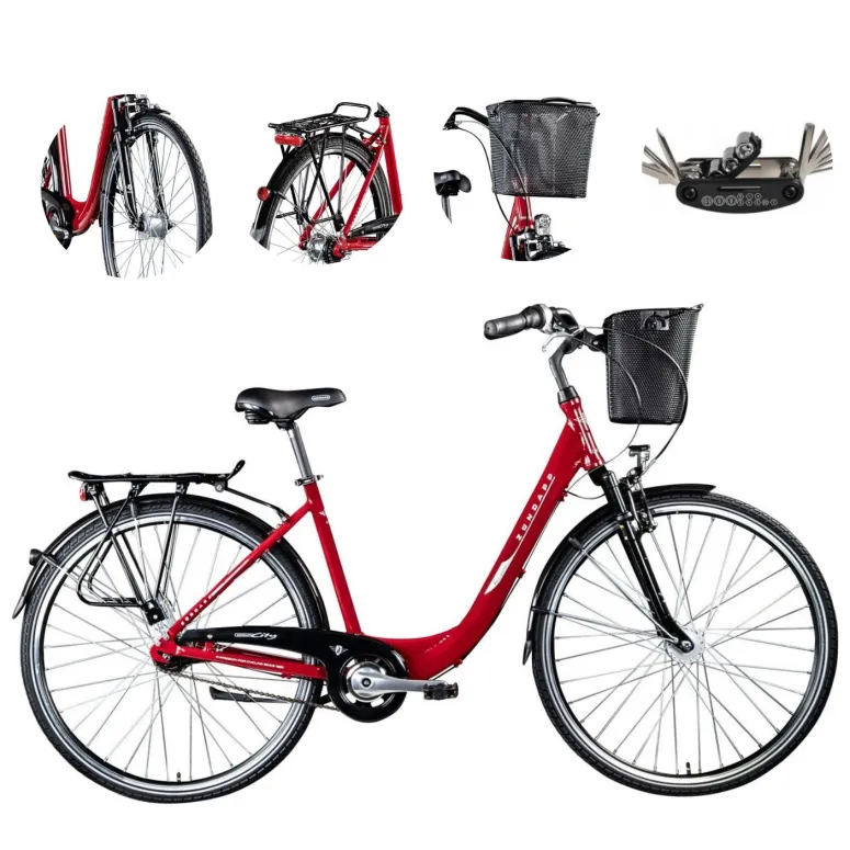 Damski Rower Miejski 28 Nexus 7 Kontra Koszyk Bagażnik Oświetlenie Błotniki