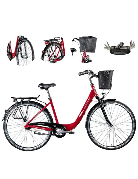 Damski Rower Miejski 28 Nexus 7 Kontra Koszyk Bagażnik Oświetlenie Błotniki